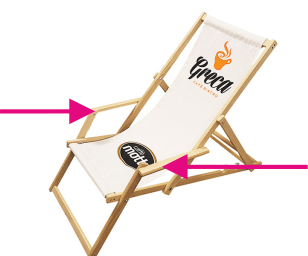 deckchairs advertising logo armrests